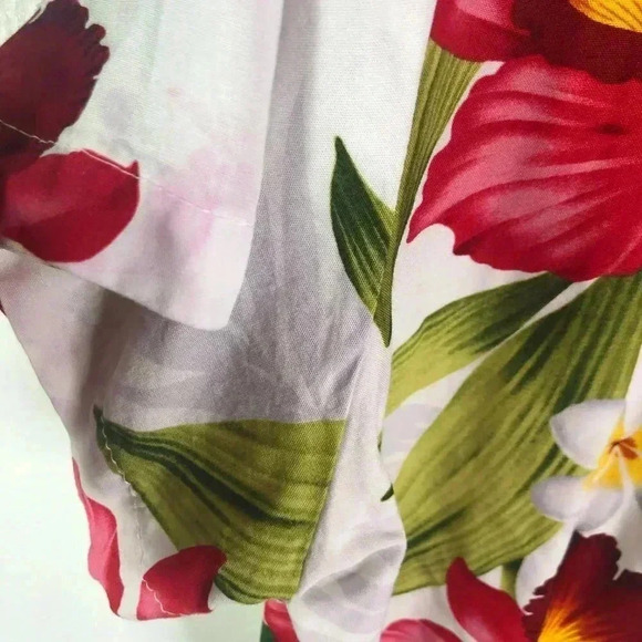 Vintage Tropical Cropped Short Sleeved Button Up Floral Summer Beach Size XL - Picture 6 of 6